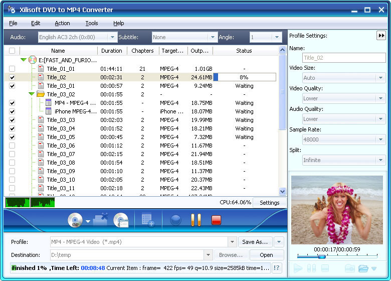 Xilisoft DVD to MP4 Converter v5.0.62.0416